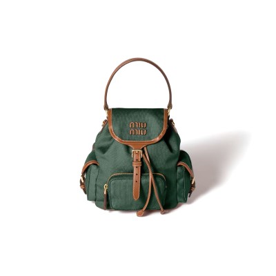 MIU MIU CANVAS AND LEATHER BACKPACK 5BZ043 (22*18*11.5cm)